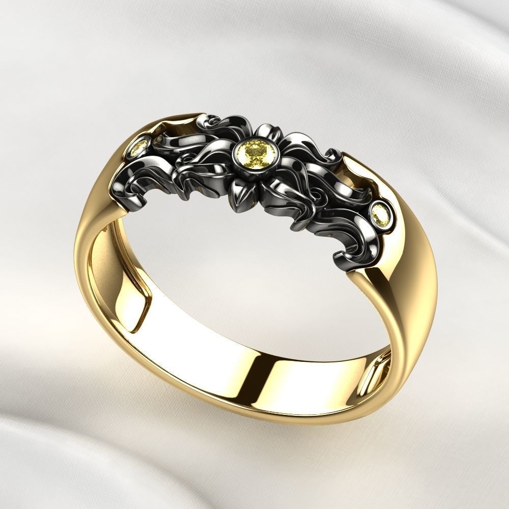 Sun Composite Gold Ring 3D print model_8