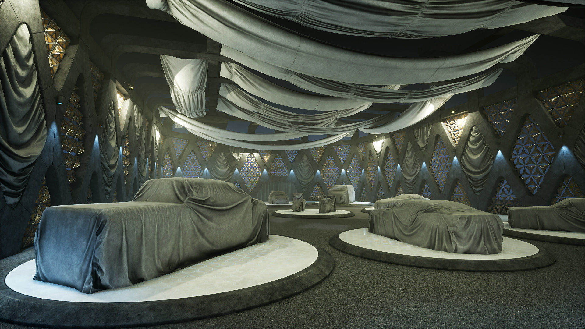 Abandoned Car Showroom Low-poly 3D model_1