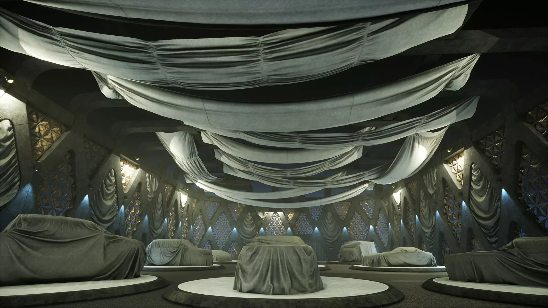 Abandoned Car Showroom Low-poly 3D model_0