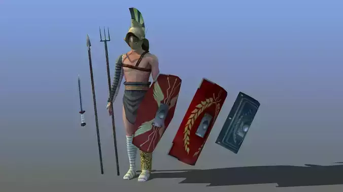 Roman Gladiator - Myrmillo Low-poly 3D model