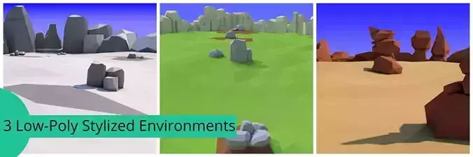 3 Stylized Game Environments Low-poly 3D model