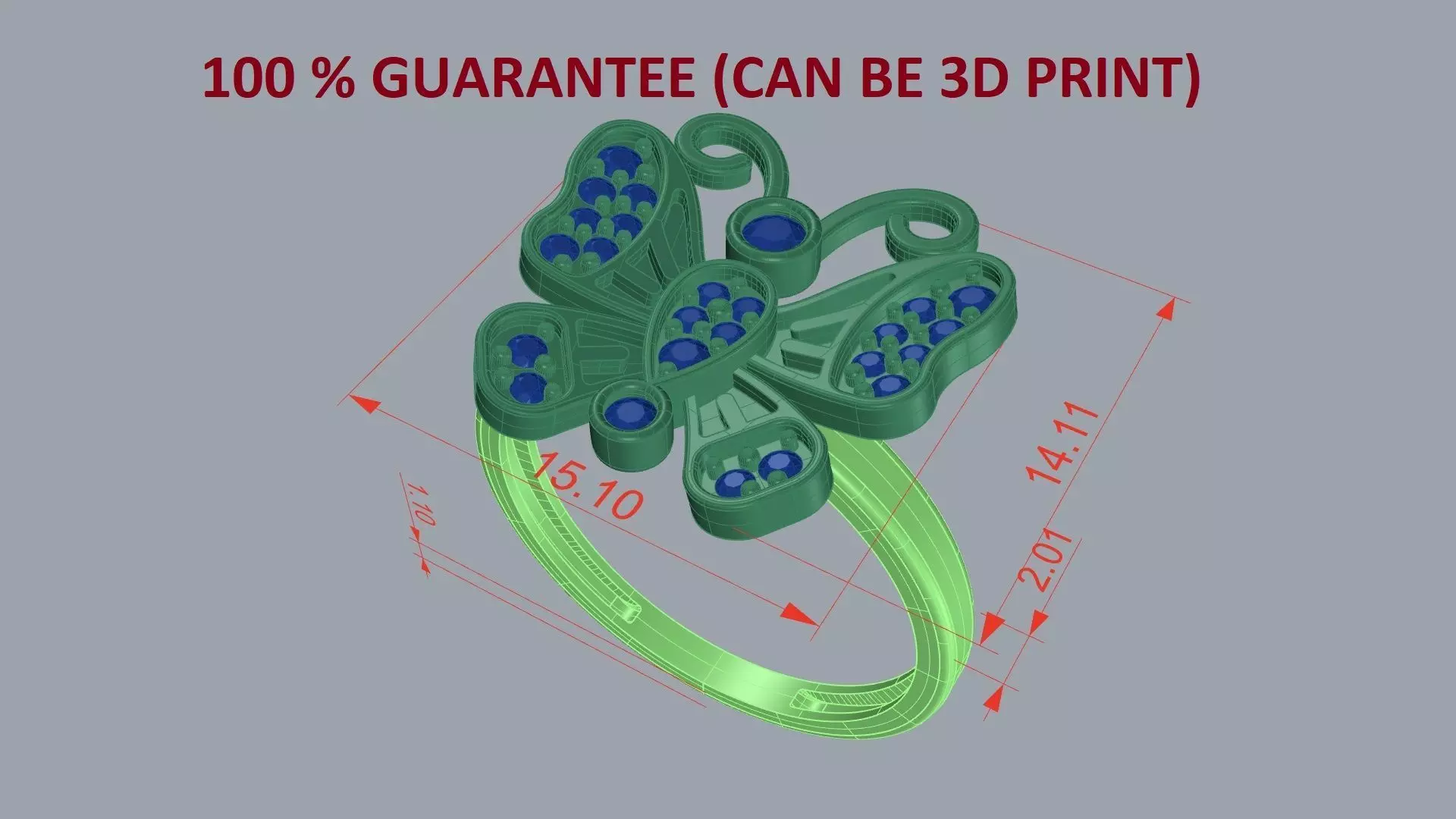 Butterfly Ring      100 PERCENT  GUARANTEE CAN BE PRINTED 3D print model_0
