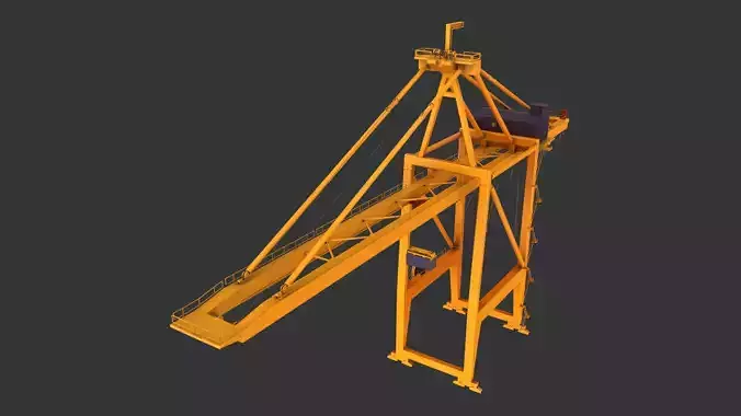 PBR Quayside Container Crane Version 1 - Yellow Dark Low-poly 3D model