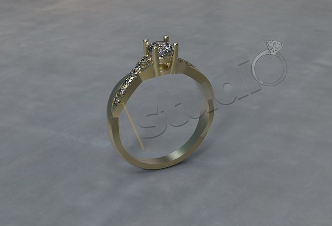 Luxury twist solitaire ring 3d model 3D print model