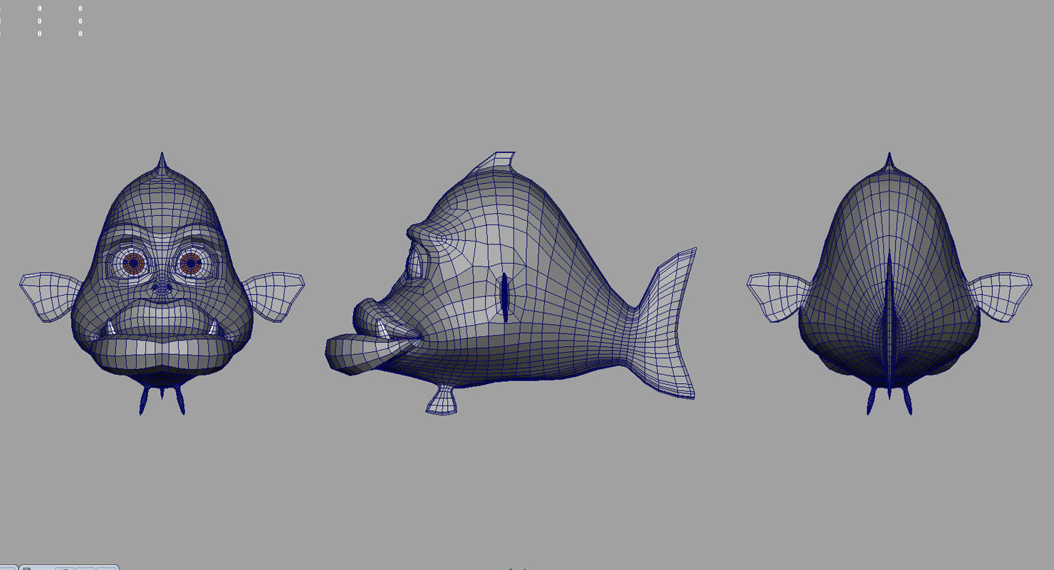 fish cartoon 3d model 3D model_3