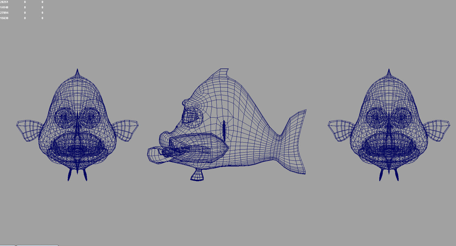 fish cartoon 3d model 3D model_4