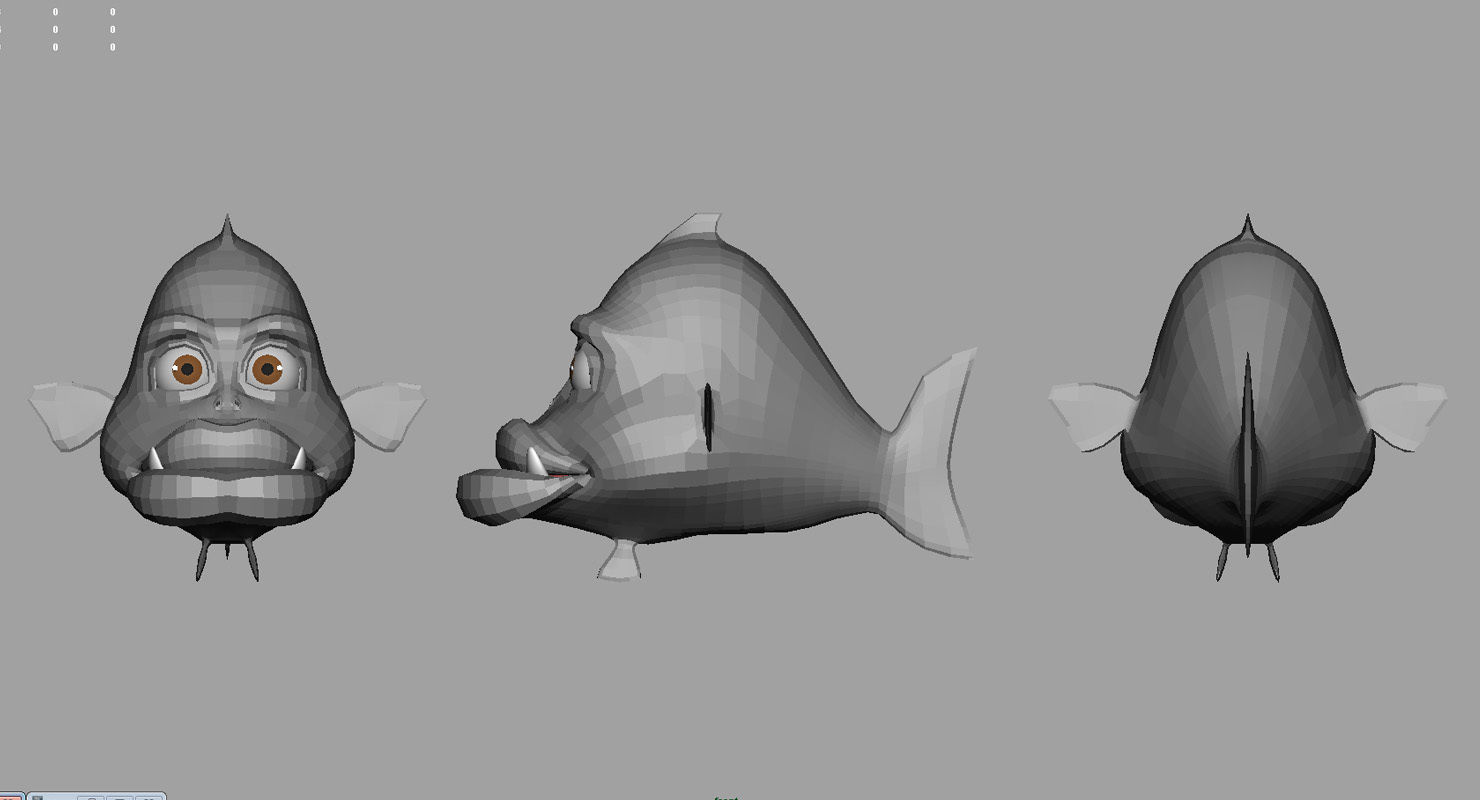 fish cartoon 3d model 3D model_2