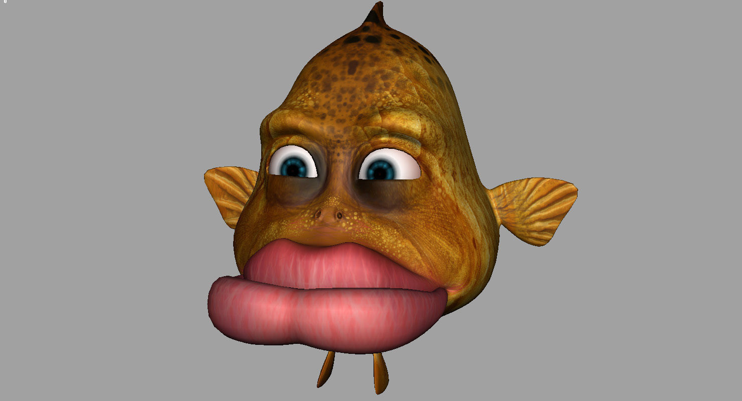 villon fish cartoon 3d rig model 3D model_12