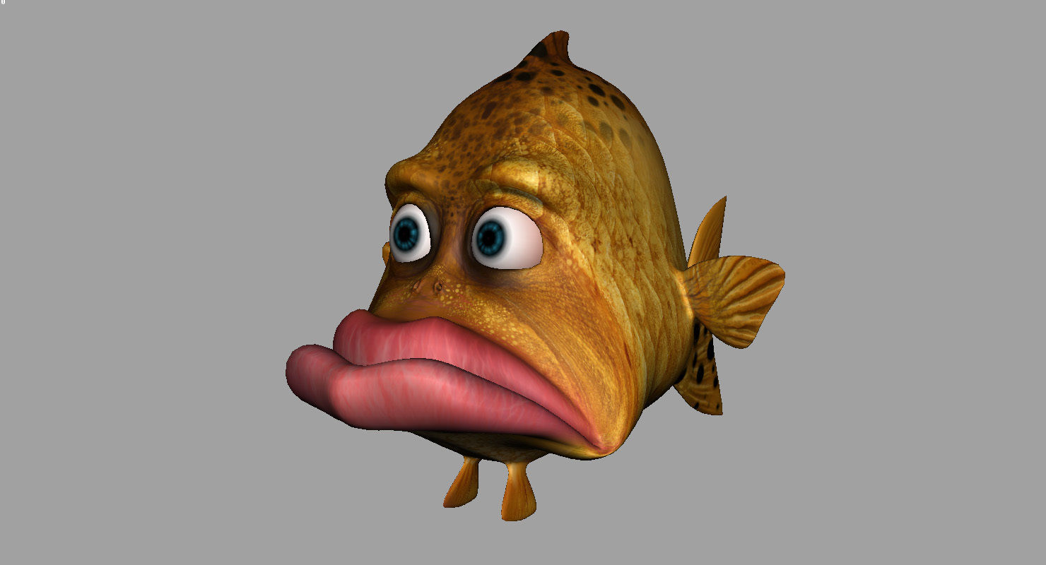 villon fish cartoon 3d rig model 3D model_9