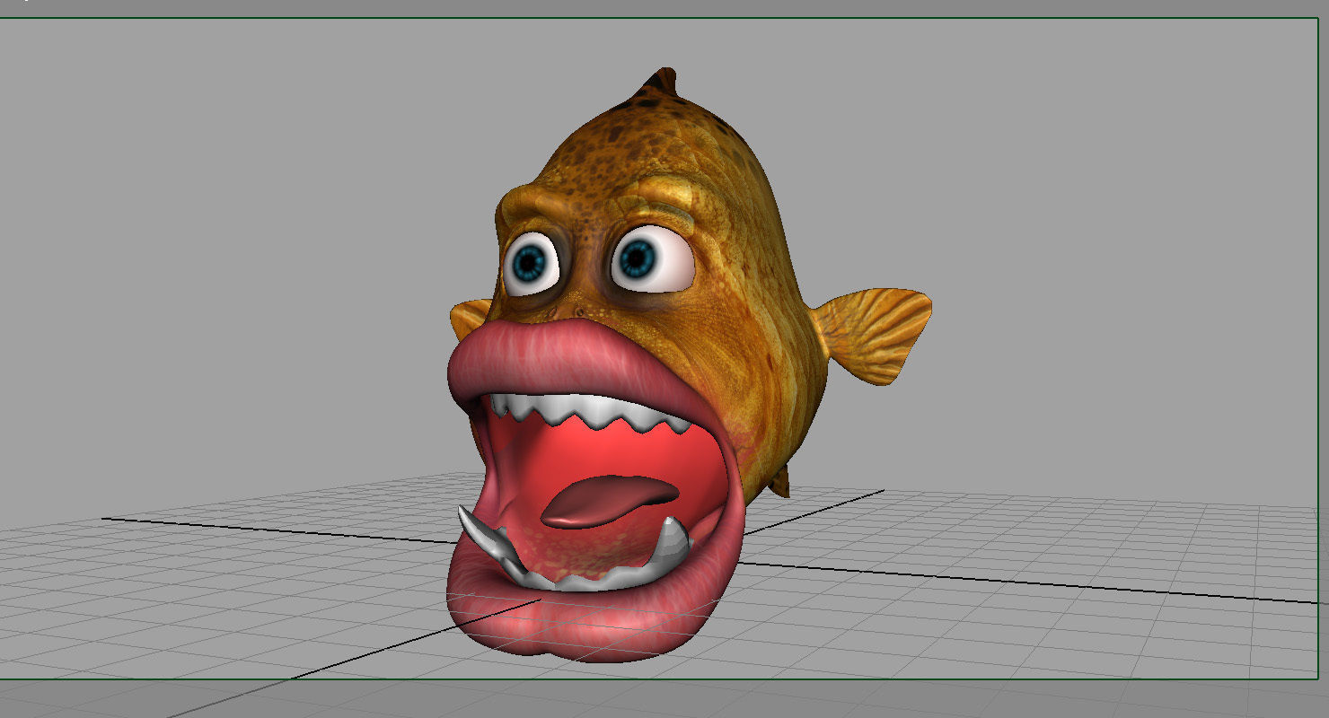 villon fish cartoon 3d rig model 3D model_28