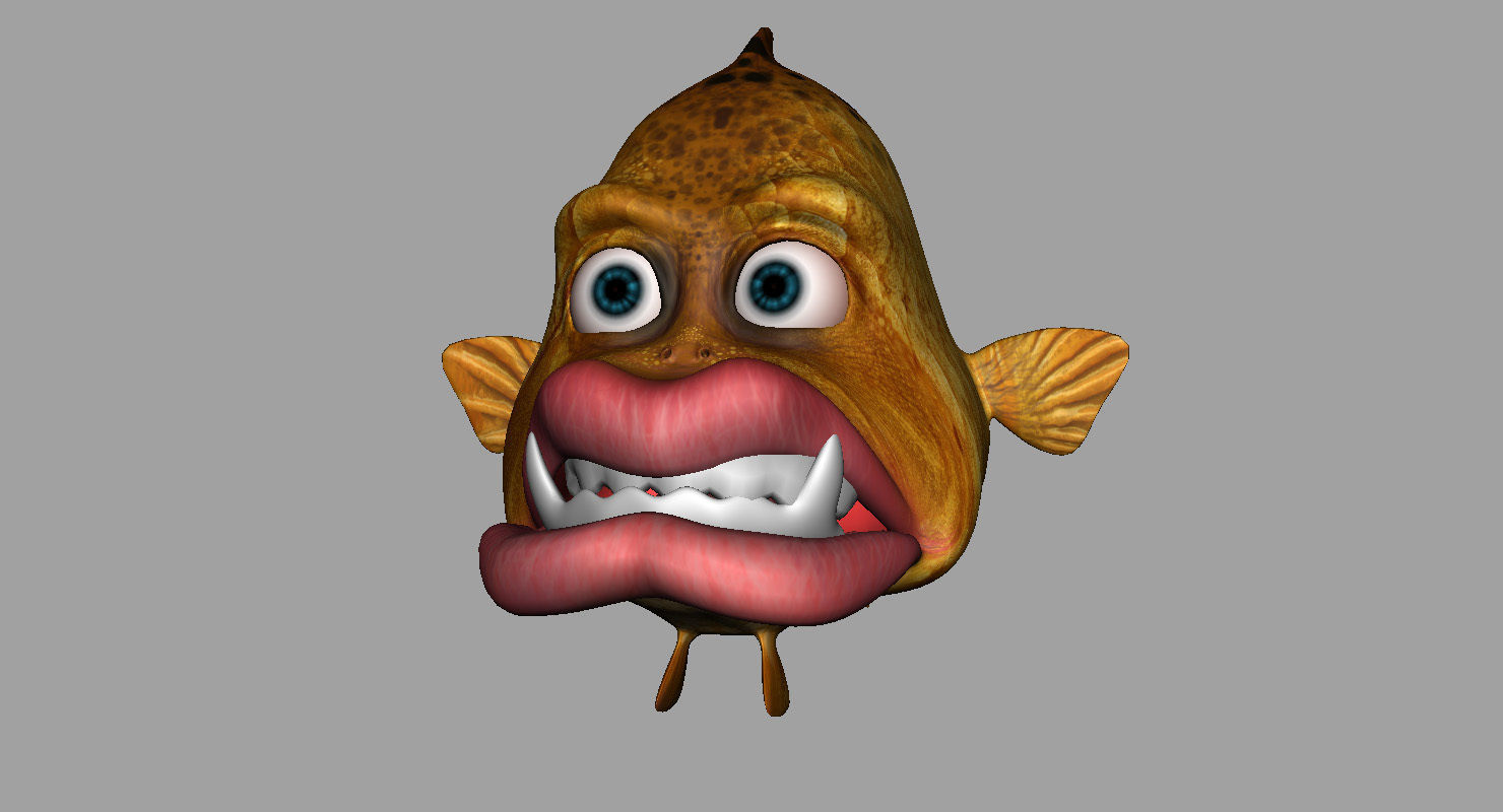 villon fish cartoon 3d rig model 3D model_20