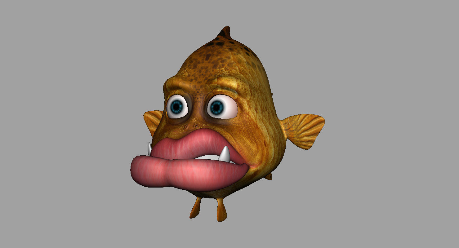 villon fish cartoon 3d rig model 3D model_2