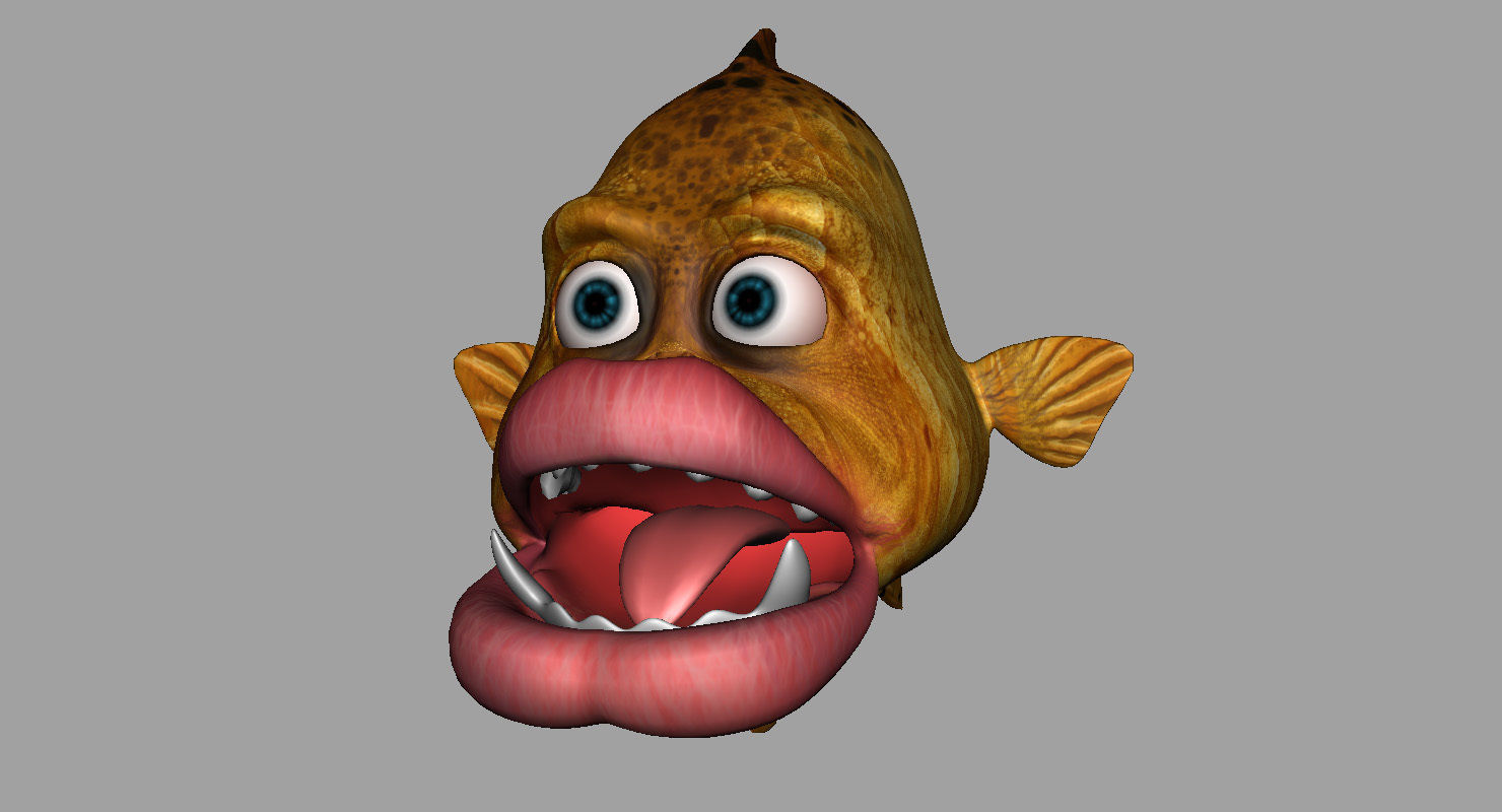 villon fish cartoon 3d rig model 3D model_16