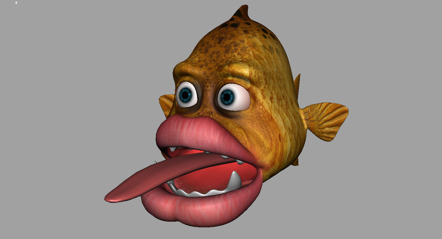 villon fish cartoon 3d rig model 3D model_15