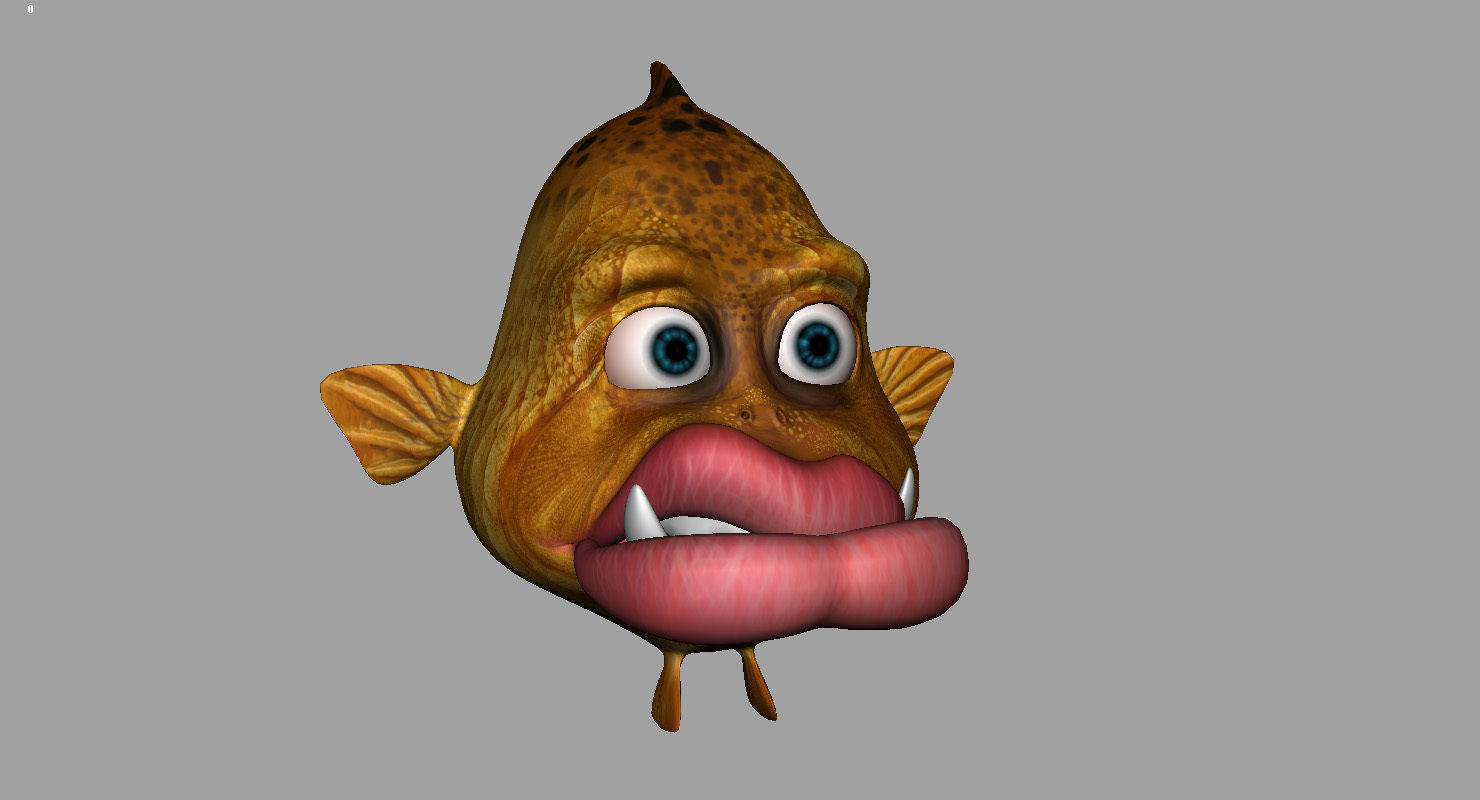 villon fish cartoon 3d rig model 3D model_4