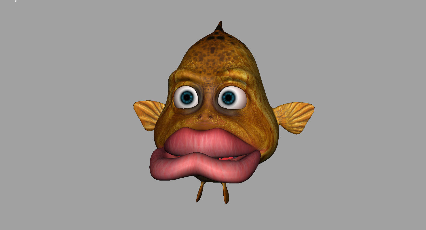 villon fish cartoon 3d rig model 3D model_6
