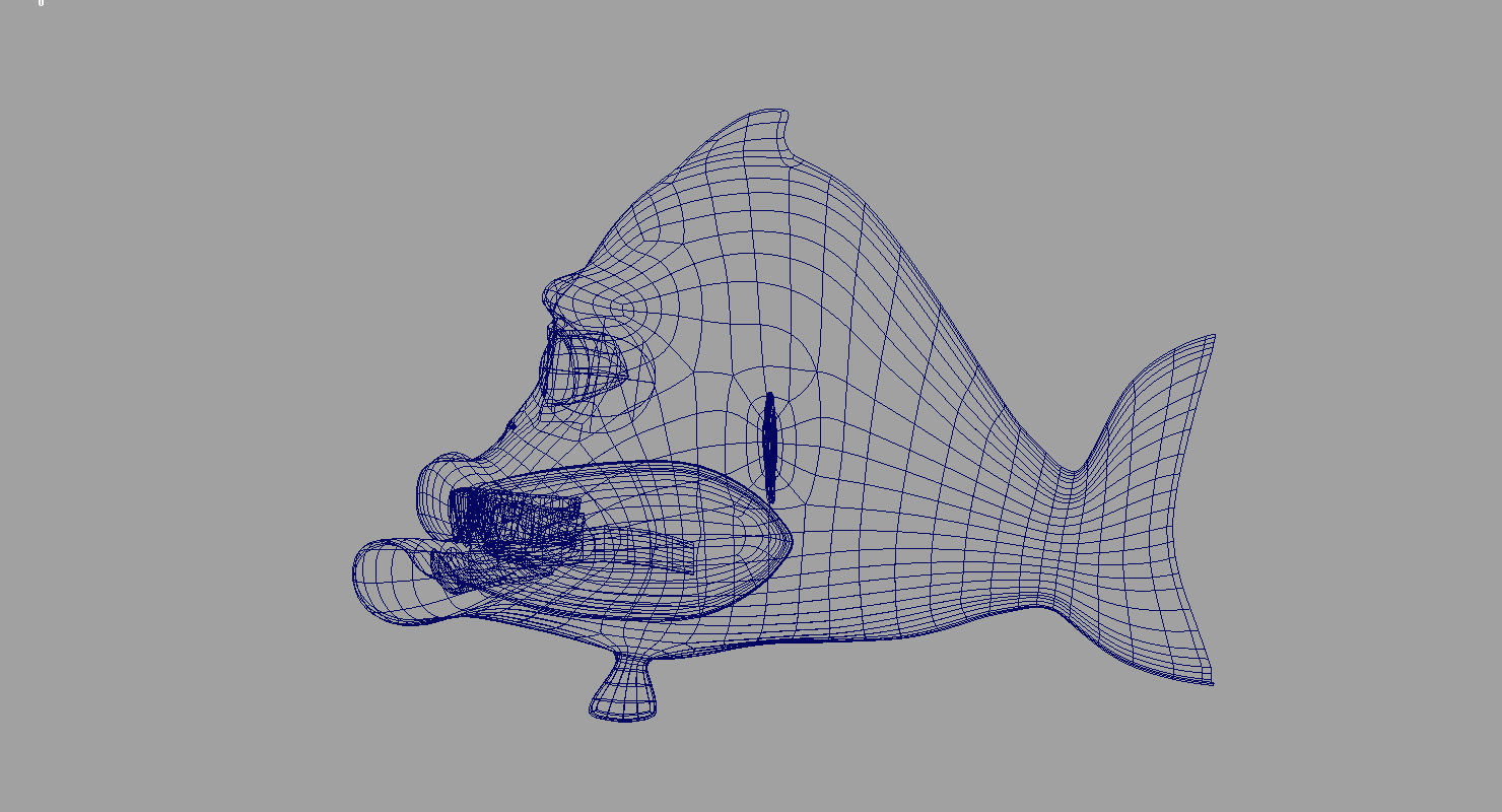 villon fish cartoon 3d rig model 3D model_3