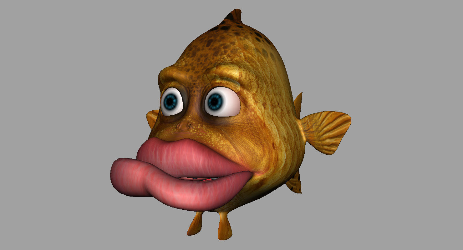 villon fish cartoon 3d rig model 3D model_5