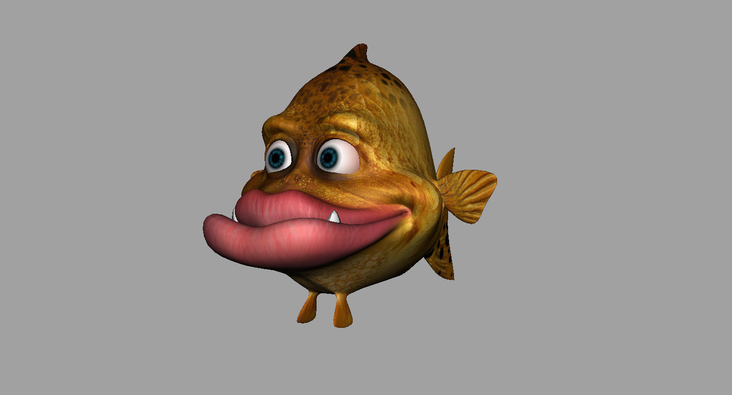 villon fish cartoon 3d rig model 3D model_1