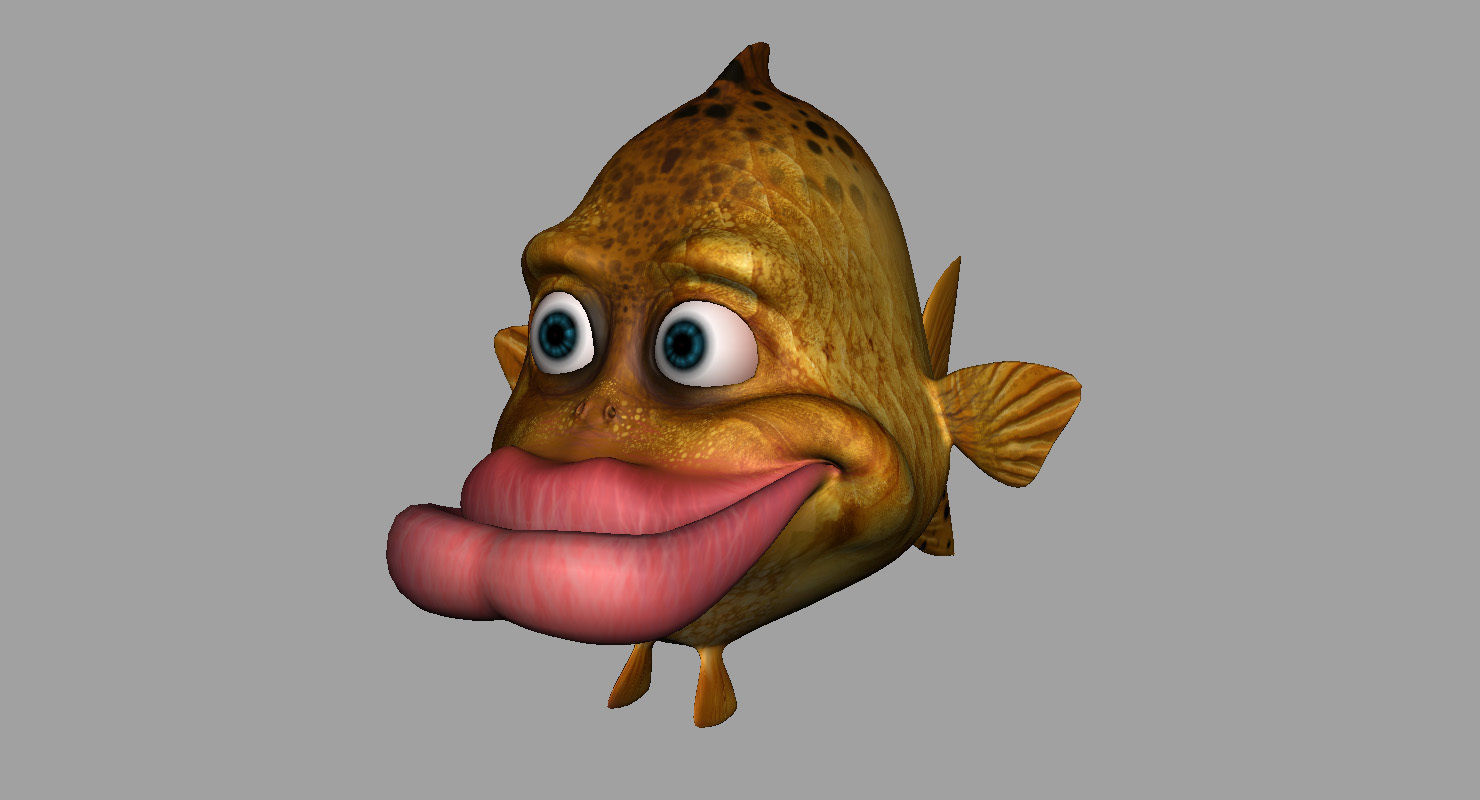 villon fish cartoon 3d rig model 3D model_8