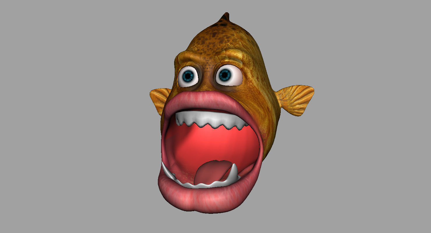villon fish cartoon 3d rig model 3D model_18