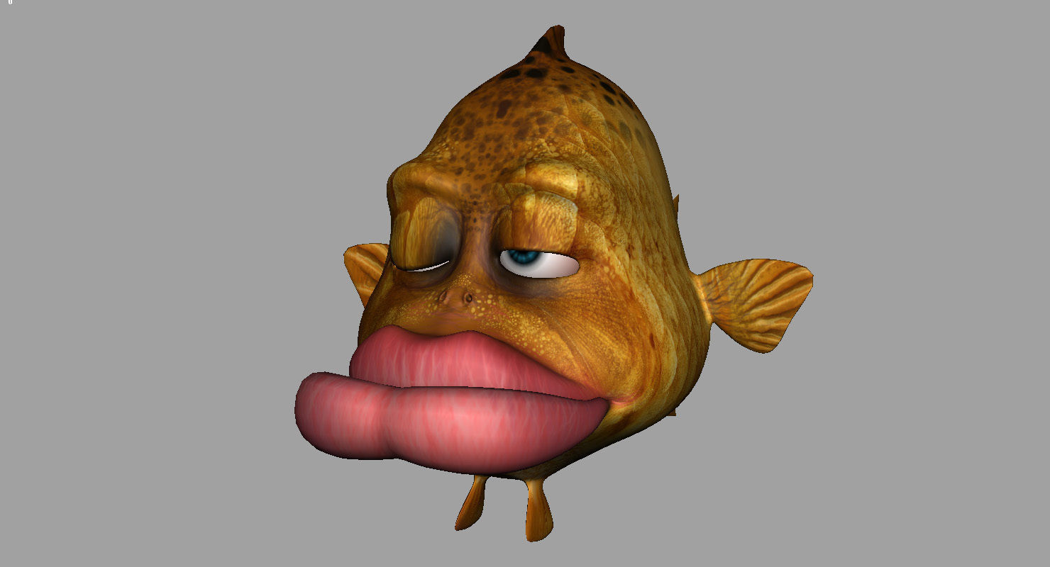 villon fish cartoon 3d rig model 3D model_10