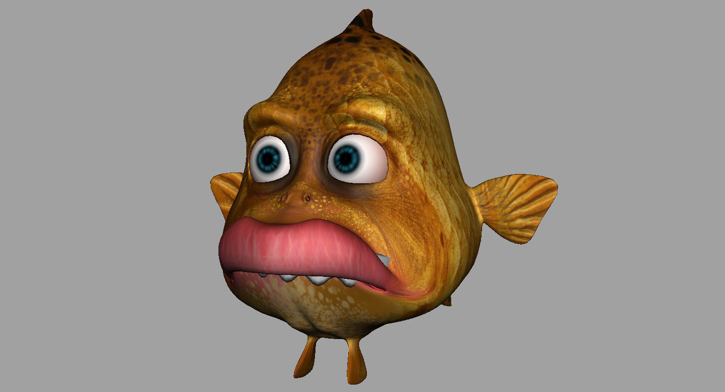 villon fish cartoon 3d rig model 3D model_17