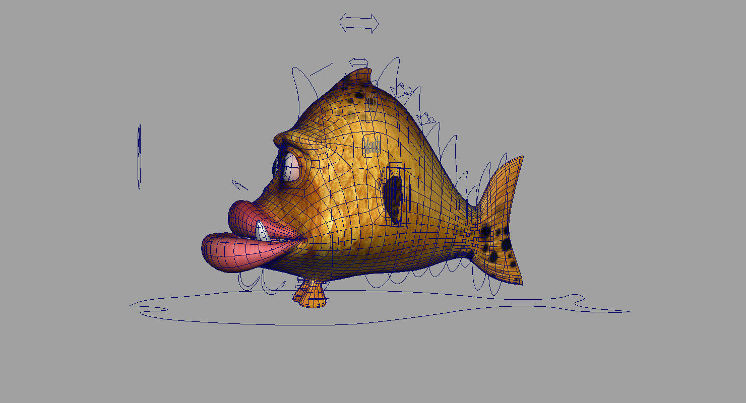 villon fish cartoon 3d rig model 3D model_27