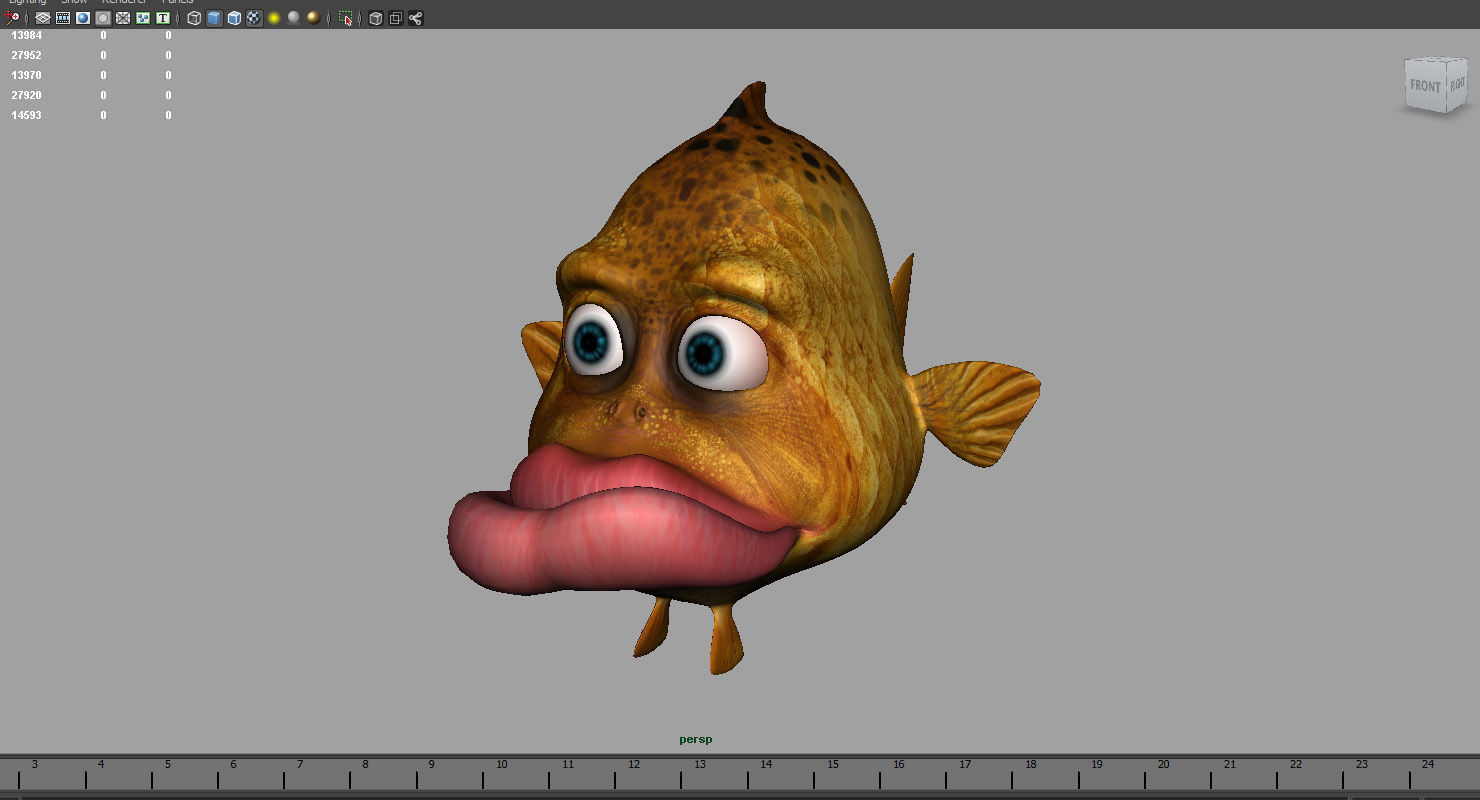 villon fish cartoon 3d rig model 3D model_7