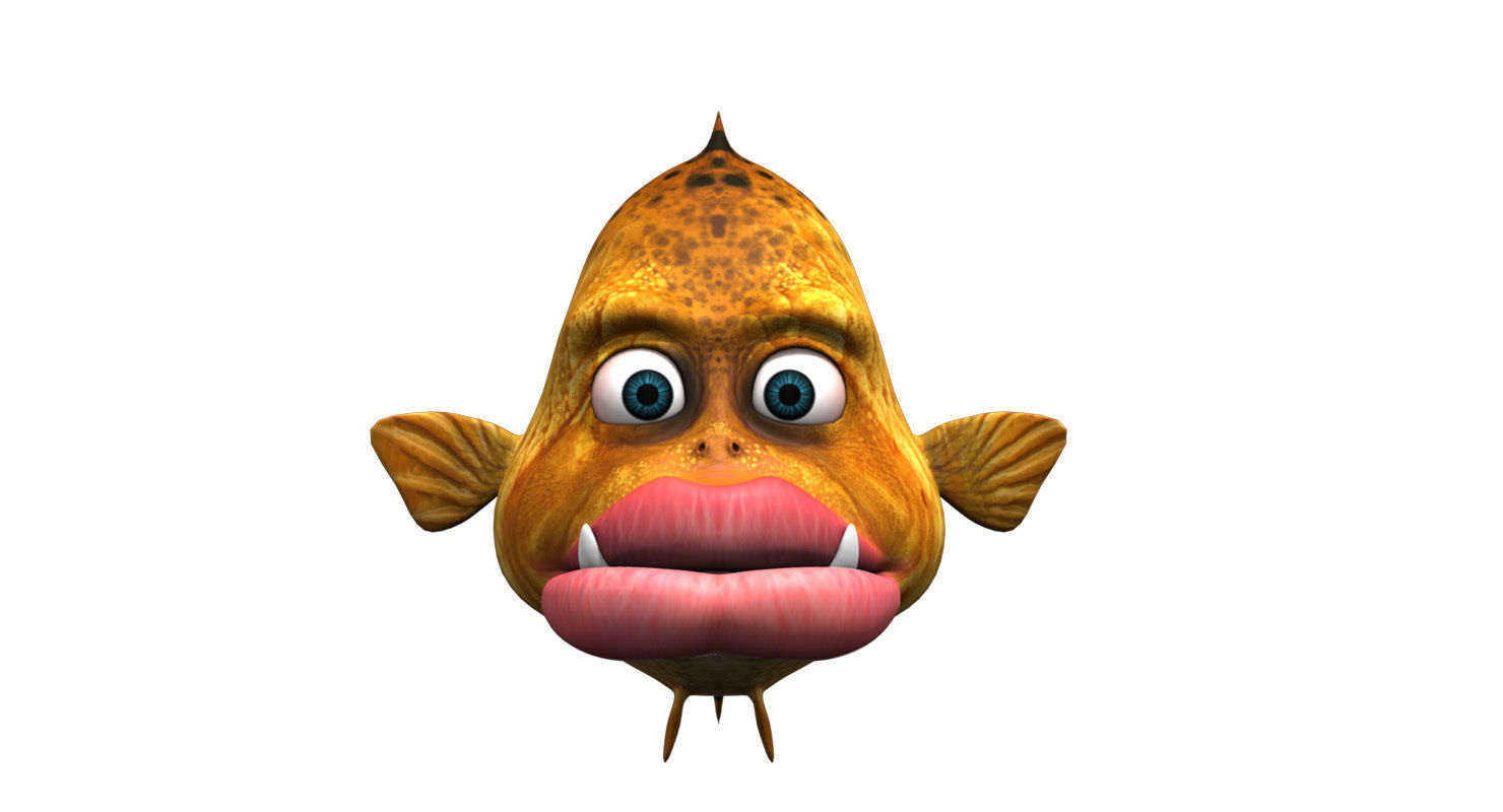 villon fish cartoon 3d rig model 3D model_11