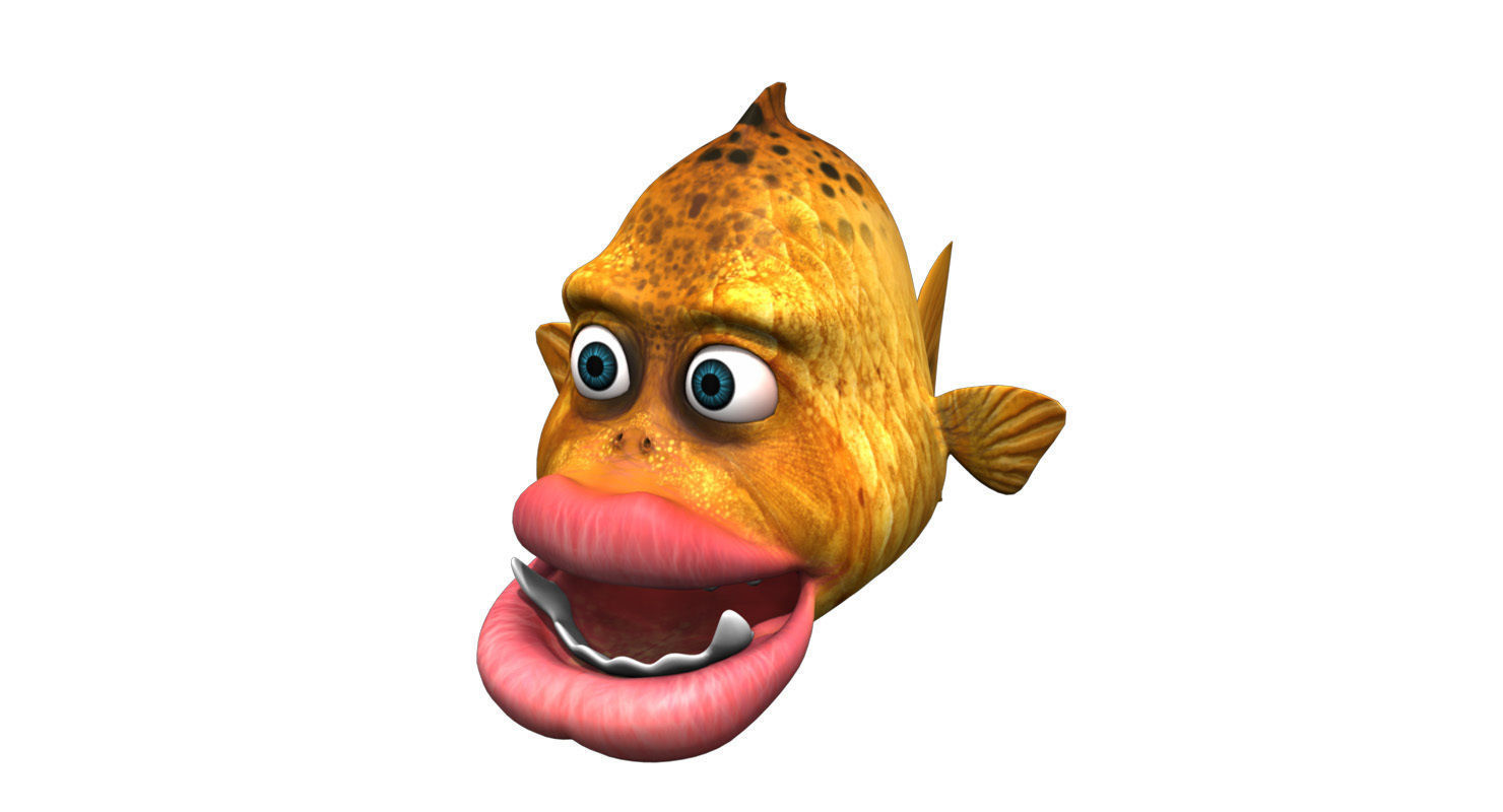 villon fish cartoon 3d rig model 3D model_26