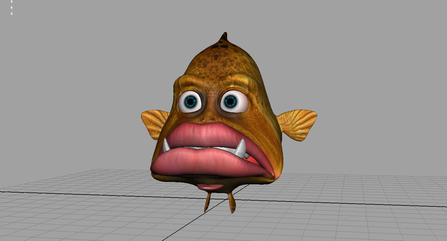 villon fish cartoon 3d rig model 3D model_29