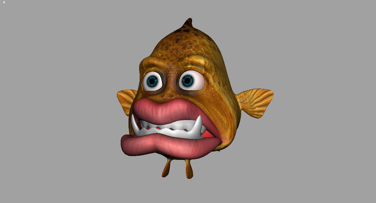 villon fish cartoon 3d rig model 3D model_19