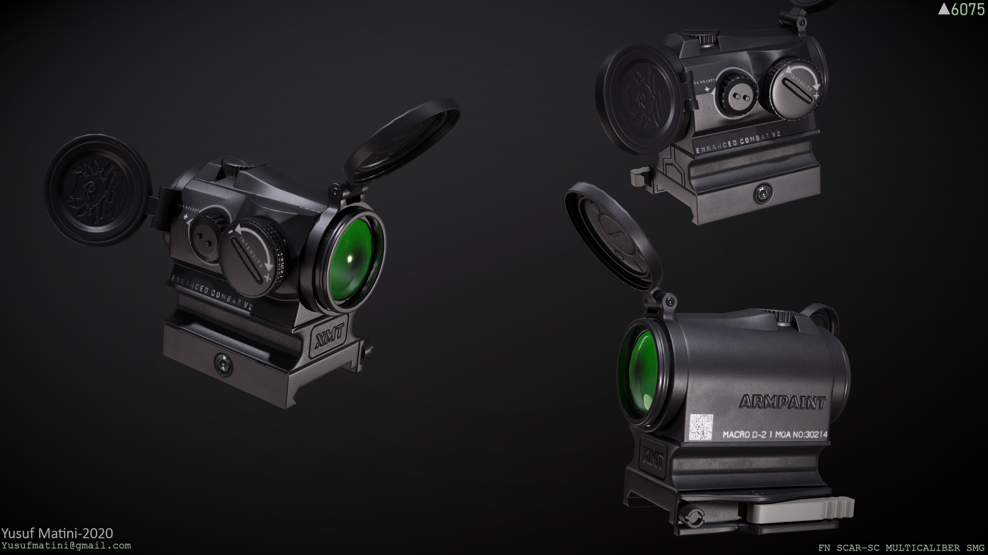 FN Scar-SC SMG Low-poly 3D model_6