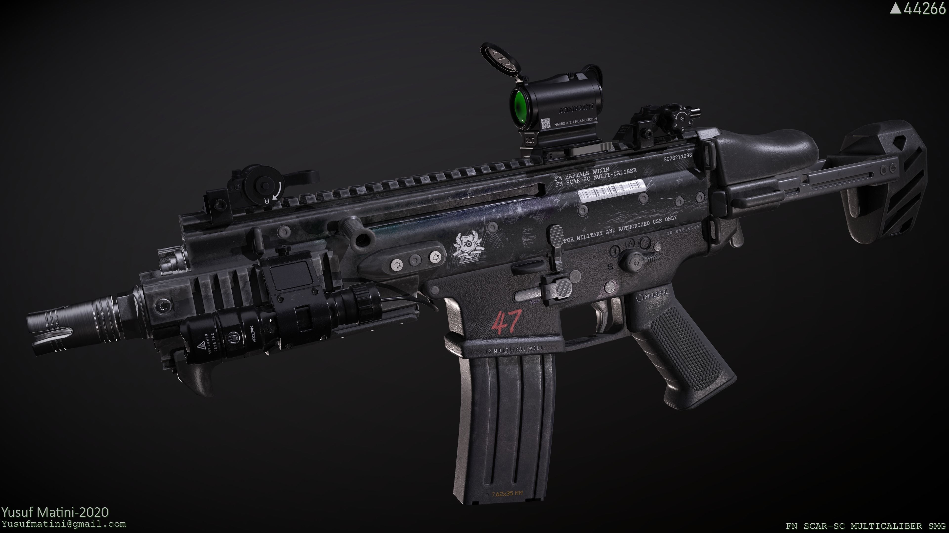 FN Scar-SC SMG Low-poly 3D model_3