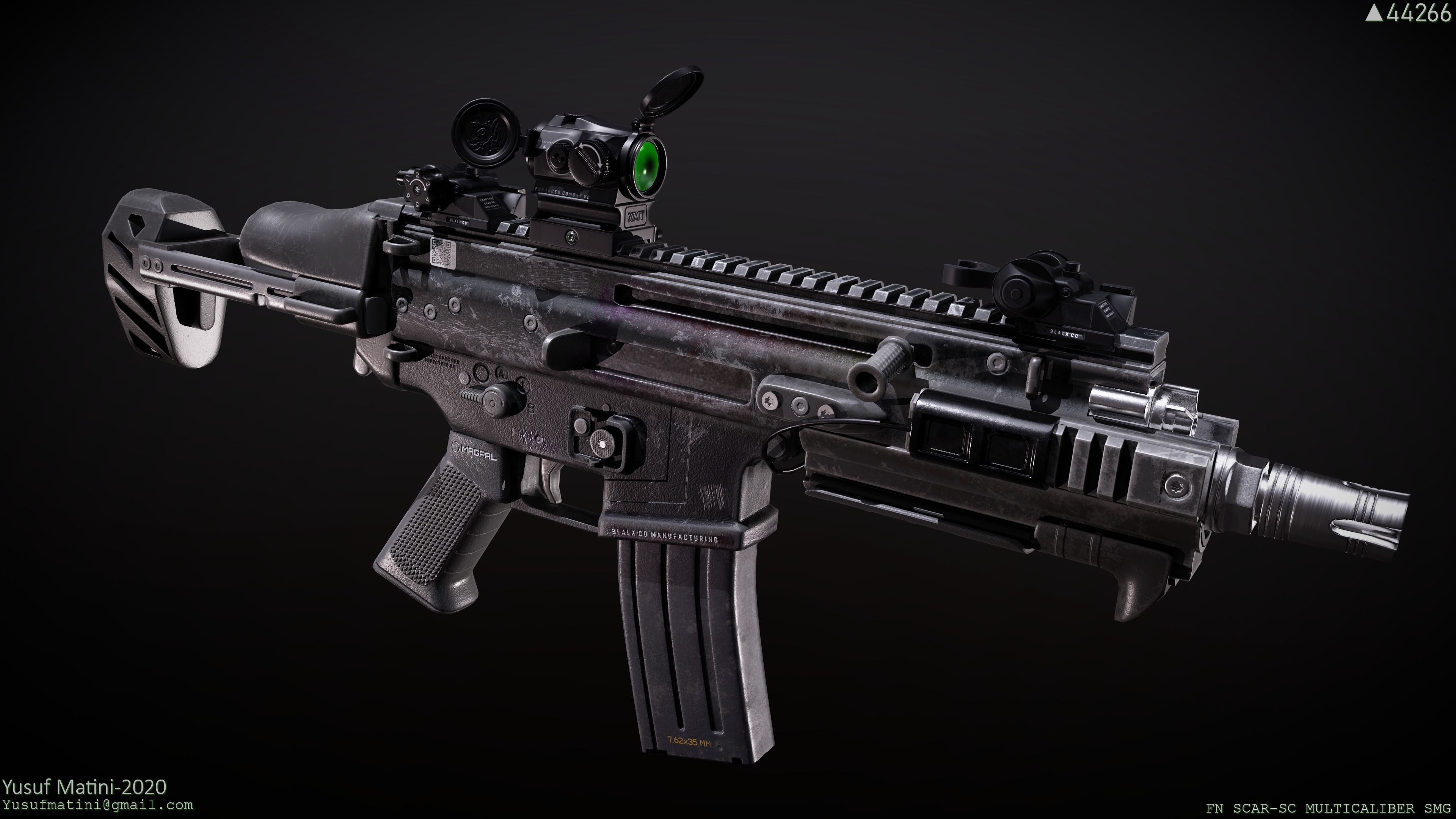 FN Scar-SC SMG Low-poly 3D model_2