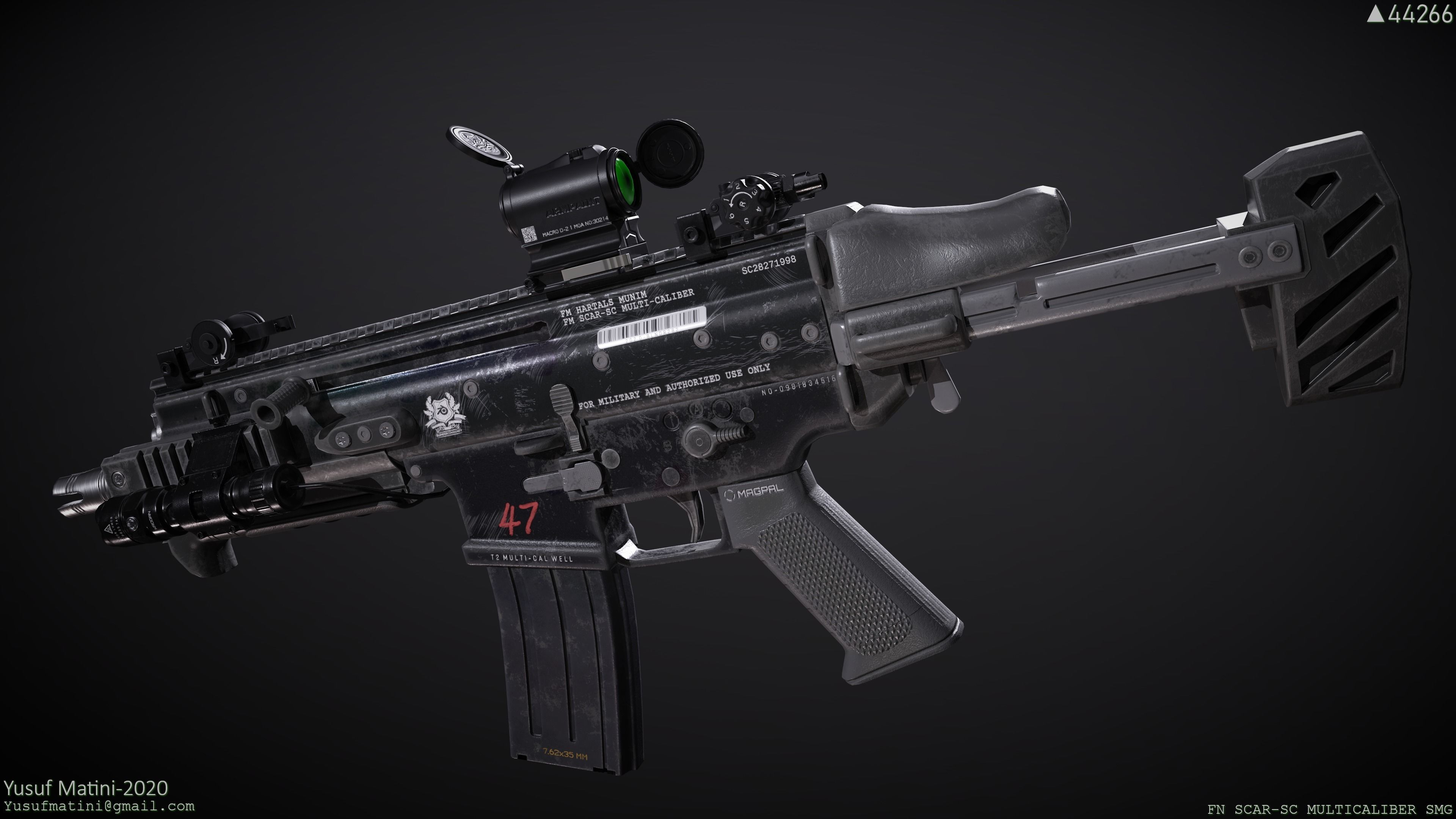 FN Scar-SC SMG Low-poly 3D model_7