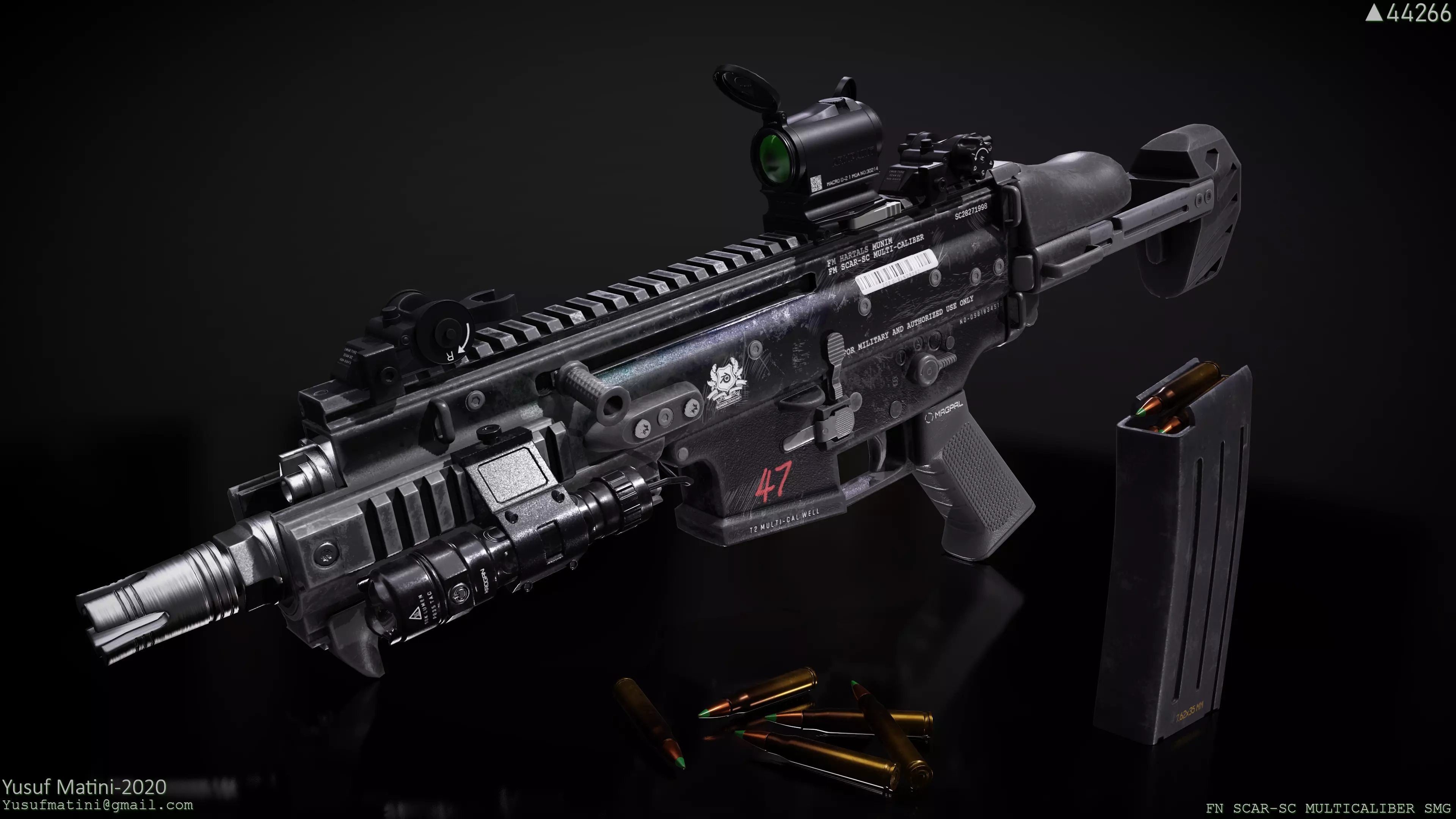 FN Scar-SC SMG Low-poly 3D model_0