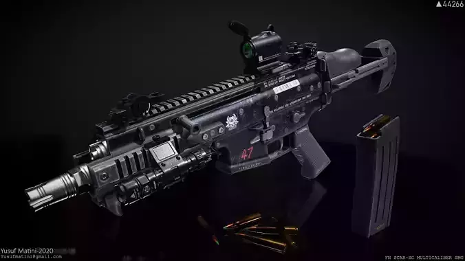 FN Scar-SC SMG Low-poly 3D model FN Scar-SC SMG Low-poly 3D model