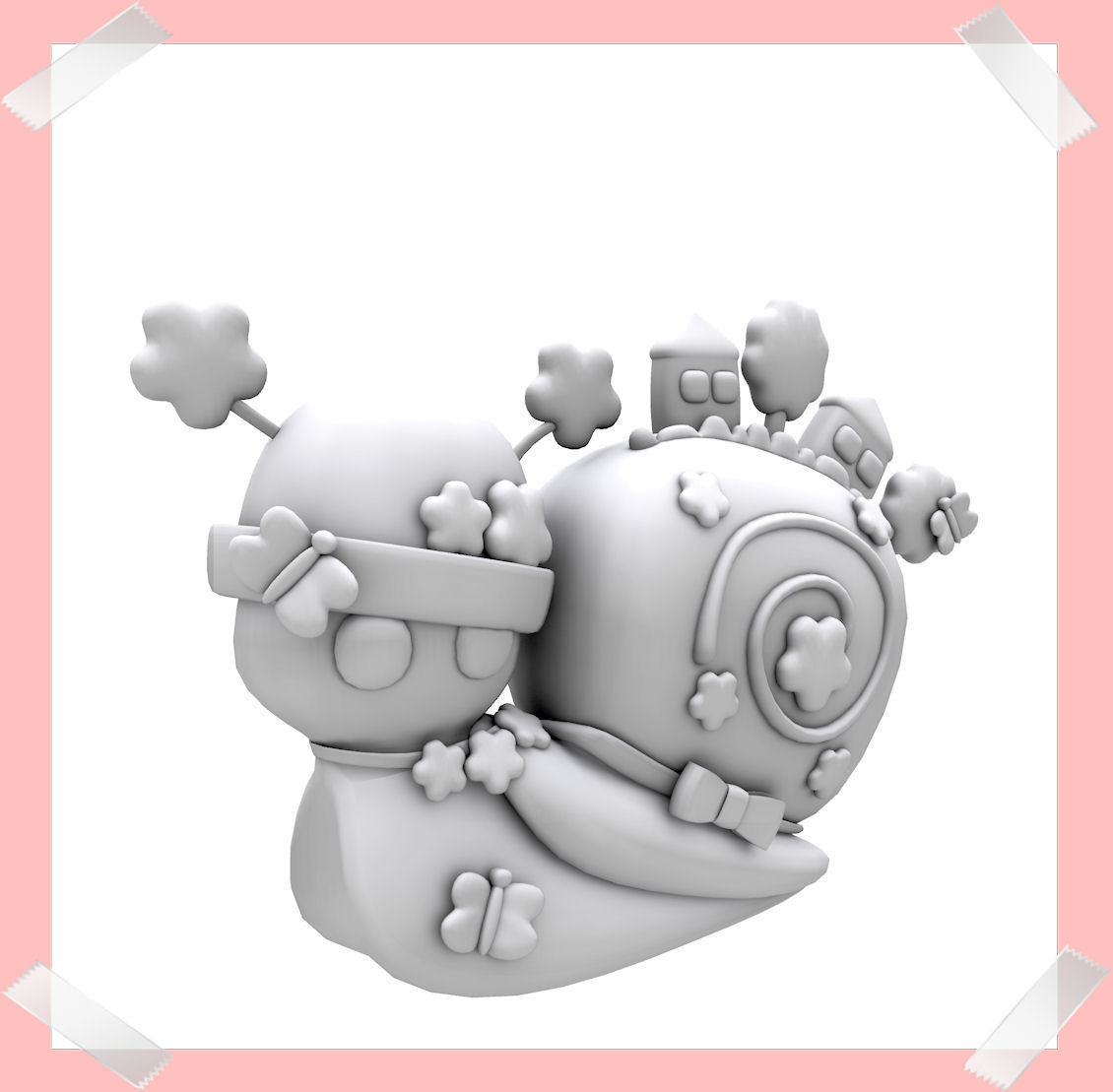 Cute Snail world in many colours Low-poly 3D model_6