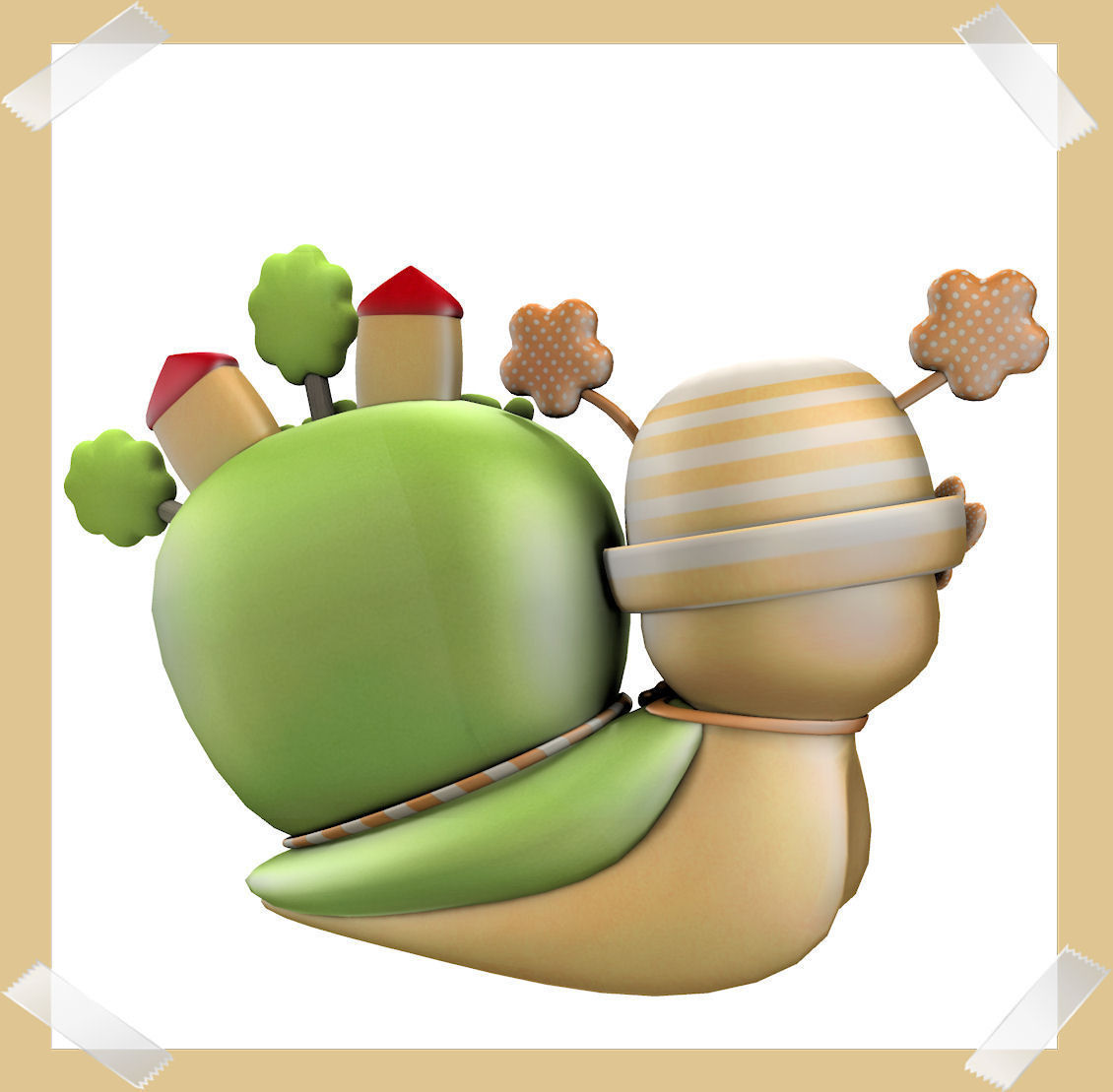 Cute Snail world in many colours Low-poly 3D model_4