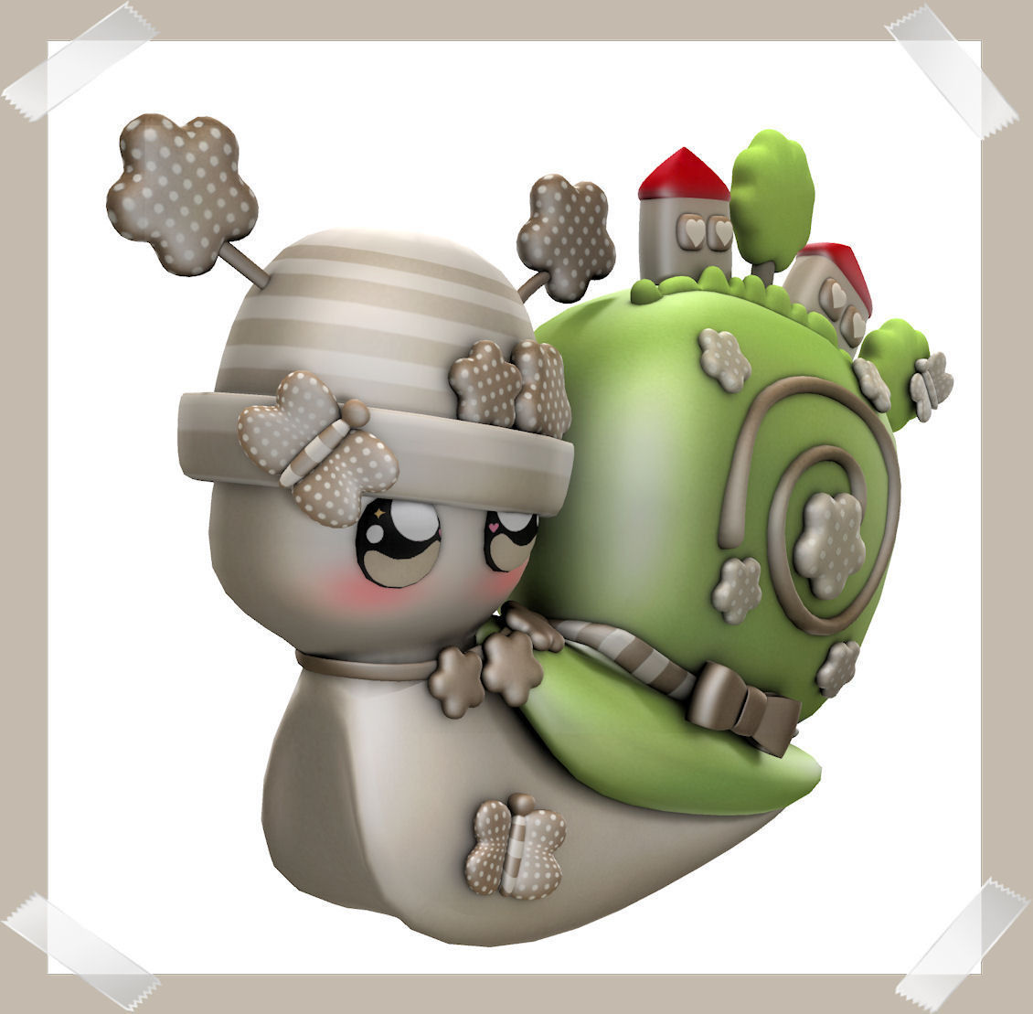 Cute Snail world in many colours Low-poly 3D model_3