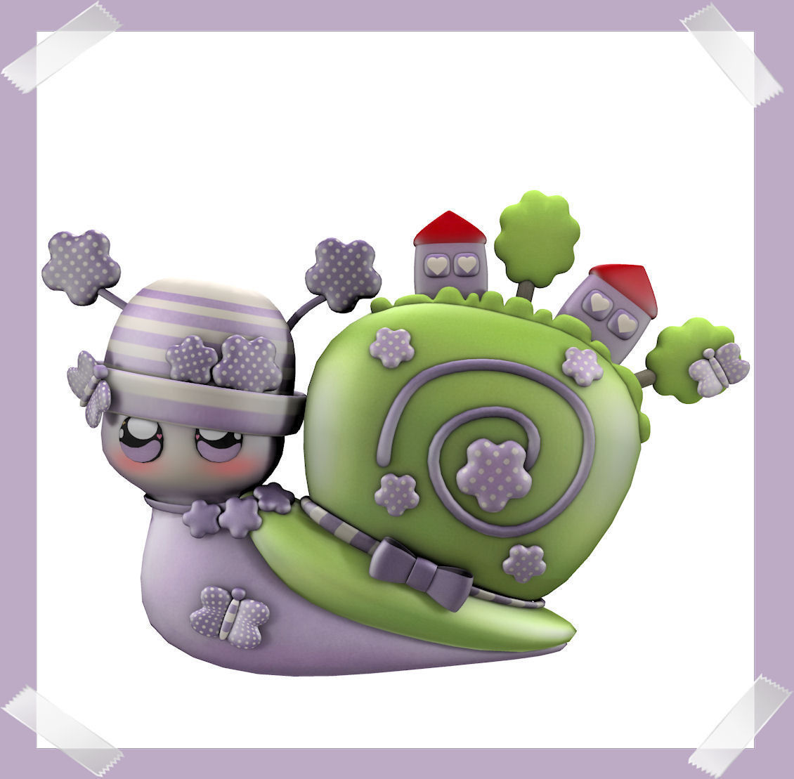 Cute Snail world in many colours Low-poly 3D model_1