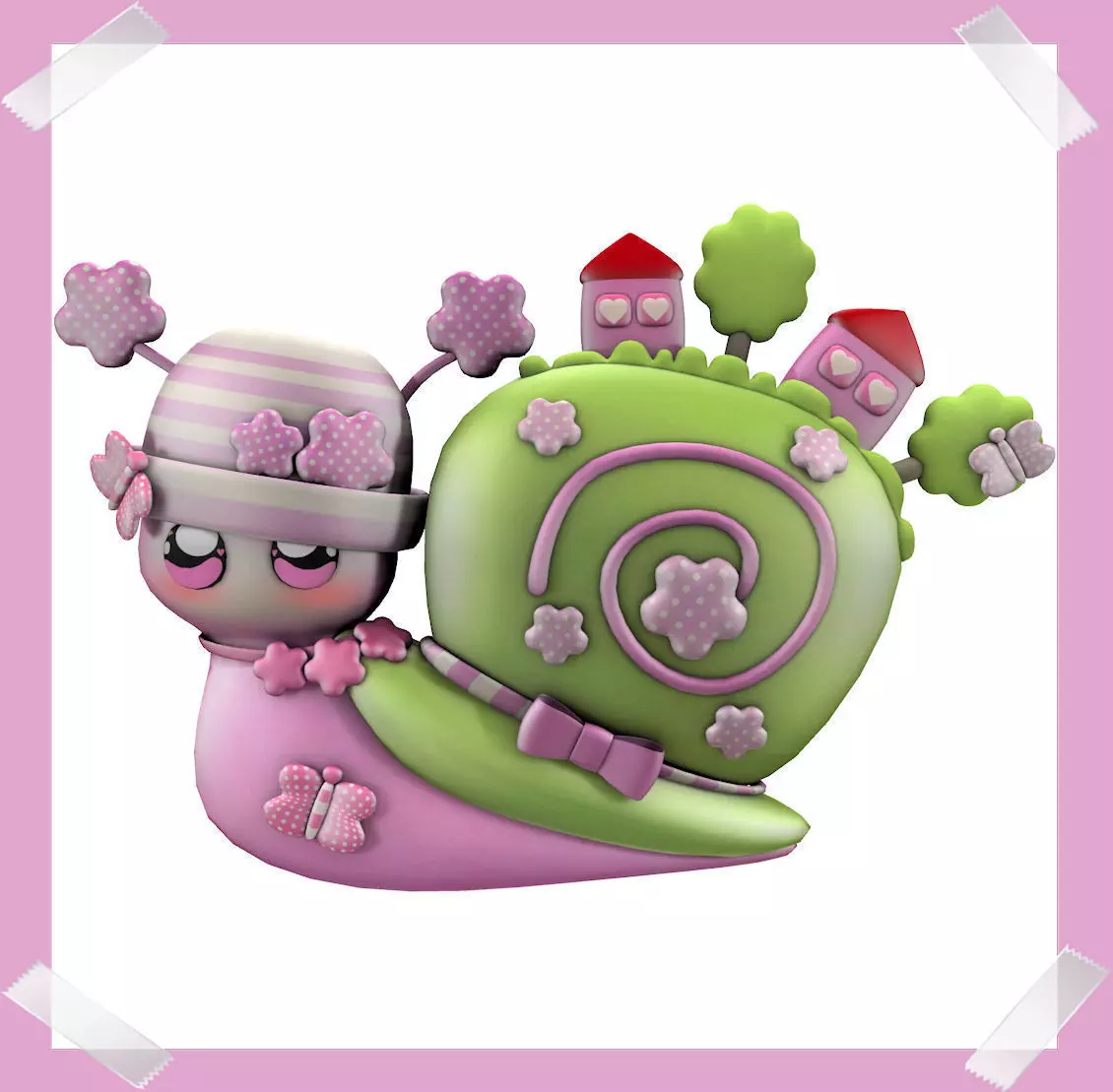 Cute Snail world in many colours Low-poly 3D model_0