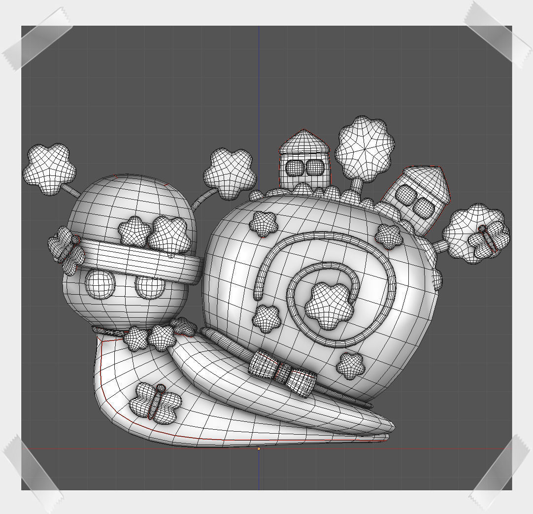 Cute Snail world in many colours Low-poly 3D model_10