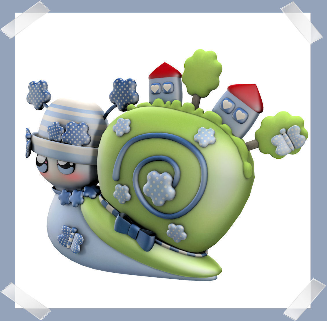 Cute Snail world in many colours Low-poly 3D model_2