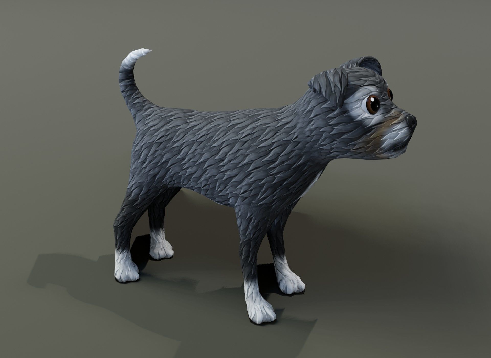 Cartoon Terrier Dog 3D Model Low-poly 3D model_2