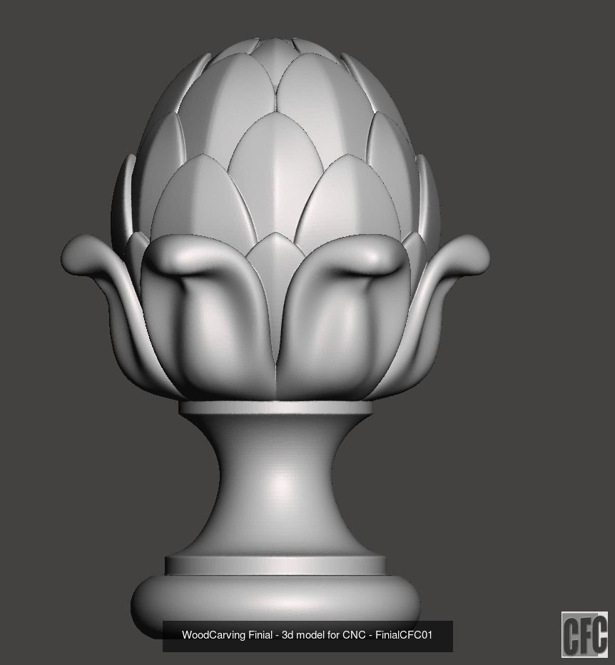 WoodCarving Finial  collection - 3d model for CNC _2