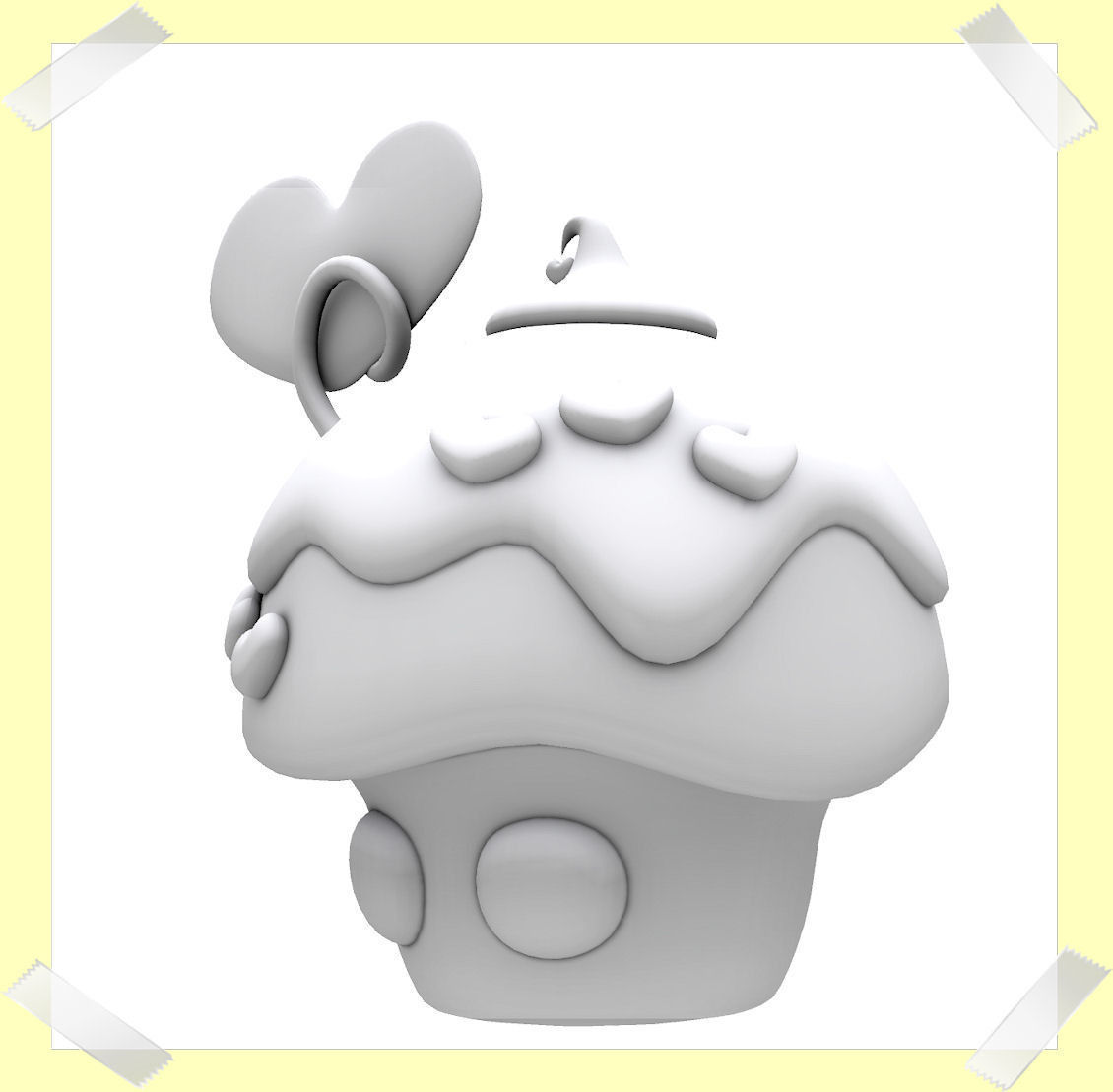 Cute Valentine Day Cake in many colours Low-poly 3D model_9