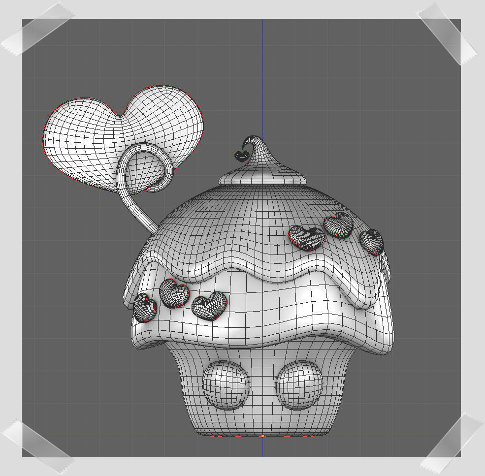 Cute Valentine Day Cake in many colours Low-poly 3D model_10